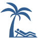 Blue person laying under palm tree graphic