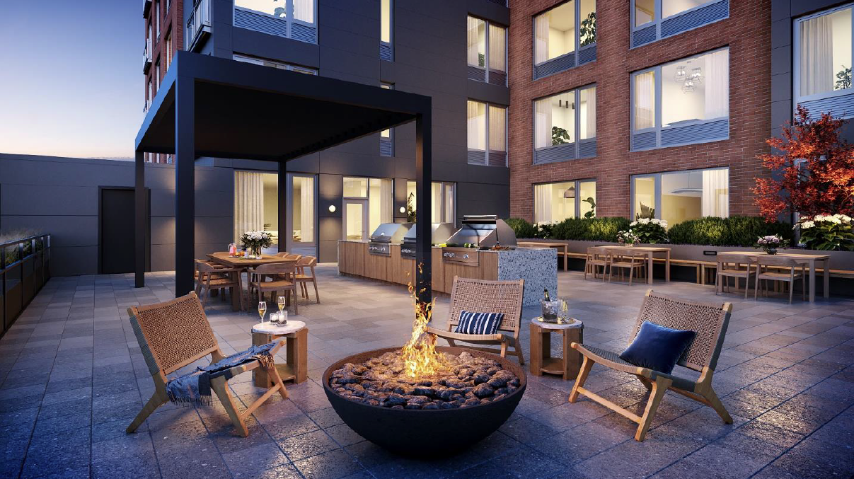 Pool Courtyard, Kitchen, Fire Pit Rendering